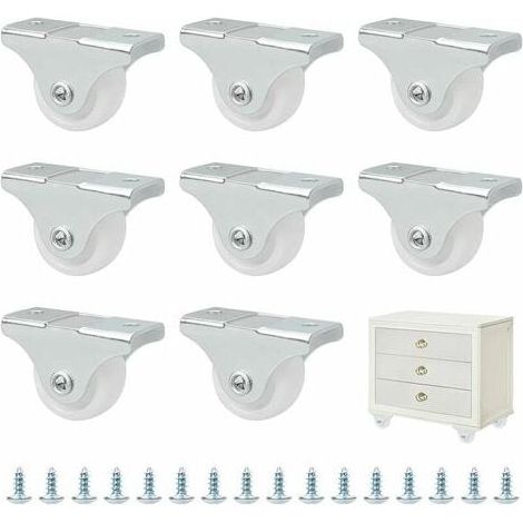Juego de mini ruedas de goma y plástico de 25 mm en estuche metálico giratorio - Para muebles, electrodomésticos y equipos - Juego de 8 (1/4)
