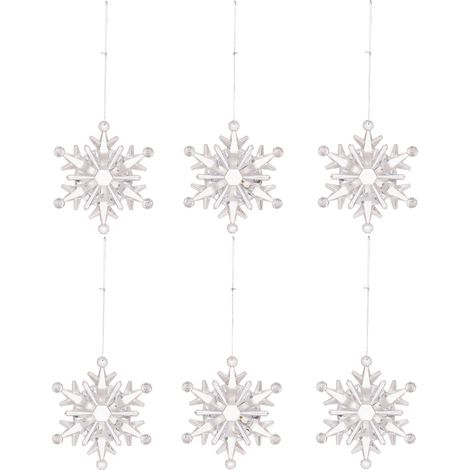 Set di 12 decorazioni a forma di fiocco di neve in vetro trasparente - ciondolo a forma di albero di Natale invernale