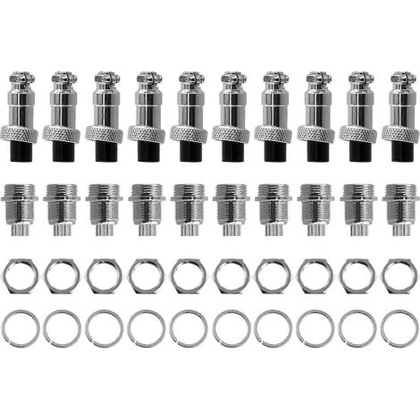 Packung mit 10 M12 7-poligen 12-mm-Luftfahrtsteckverbindern, männlich und weiblich, runde Form, für elektrische Kabelverteiler. (1/5)