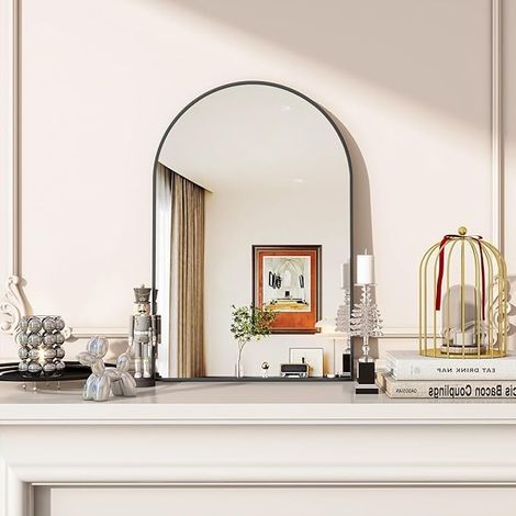 Armoire à miroir cintrée élégante, miroir et étagères réglables, armoire à miroir avec rangement pour salle de bain, salon et chambre