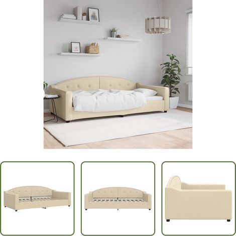 Schlafsofa -  Tagesbett Creme 100x200 cm Stoff (1/5)