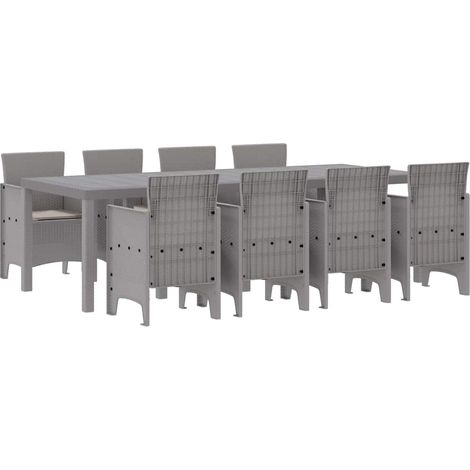 Conjunto de Comedor de Jardín 9 pcs Blanco Ratan Polt (1/5)