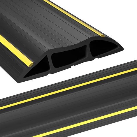 3M Bodenkabelabdeckung, Bodenkabelschutz, 2 Meter lange Bodenkabelabdeckung mit 3 Kabel- und Drahtdurchführungen, Bodenkabelabdeckung, Bodenkabelschutz (1/5)