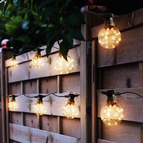 LED Lichter Kette Glühbirnen Optik Terrassen Deko-Licht Garten Leuchte Balkon Lampe Kugeln klar