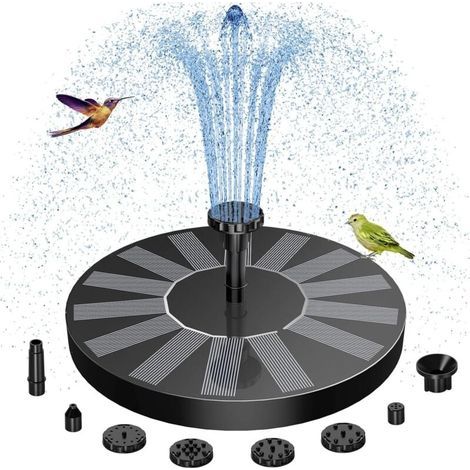 Fontaine Solaire Exterieure de Jardin, Fontaine Exterieure de Jardin avec 6 Buses, Pompe Solaire Bassin Exterieur pour Étang Piscine Patio Décoration (1/4)