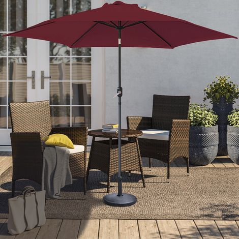 2.5M Garden Parasol Patio Umbrella Sun Shade Aluminium Crank Tilt Wine Red (1/5)