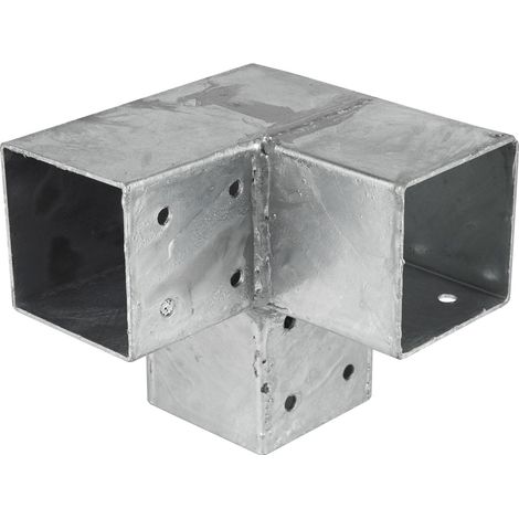 Wovar – Connecteur d'angle pour poteaux 7 x 7 cm en acier galvanisé – Fixation robuste pour pergola – 9 trous de vis pour montage facile
