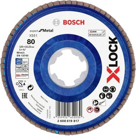 Bosch Accessories 2608619817 X551 Disco con falde Diametro 125 mm Ø foro 22.23 mm Dimensione dei grani 80 1 pz. (1/2)