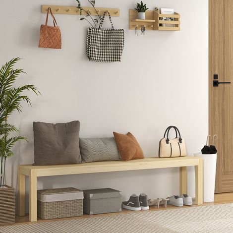 3-Sitzer-Bank 175 x 33 x 45 cm aus naturbelassenem Kiefernholz, stabil – MEUBLIV (1/5)
