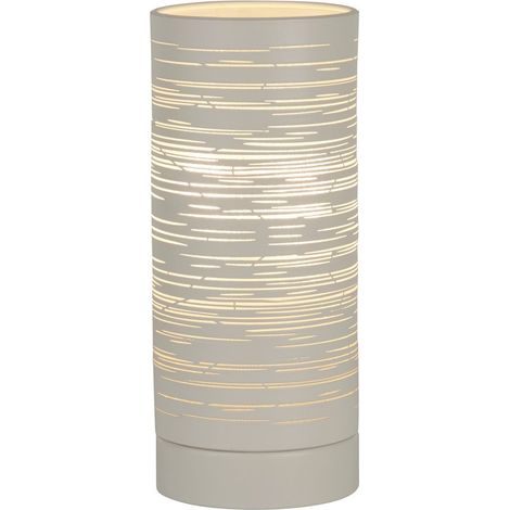 Searchlight Savvy Lampe de table en métal blanc rayé (1/2)