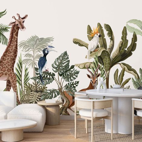 Papier peint panoramique Enfants - Jungle Animaux - 195 cm x 138 cm (1/4)
