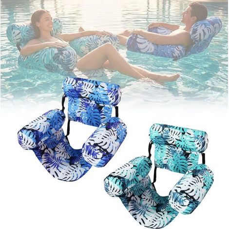 2 piezas，Flotador para adultos，Juguetes acuáticos，Silla flotante inflable，Colchón de aire para piscina，Azul，Verde (1/5)