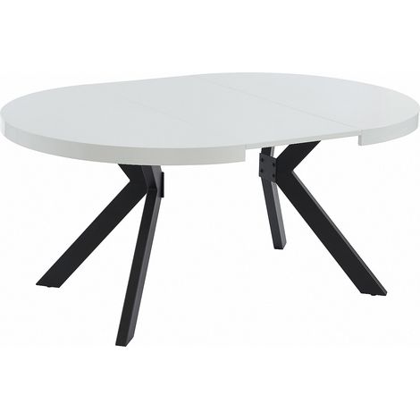 Tavolo da pranzo allungabile da 4 a 8 coperti in MDF e Acciaio Bianco laccato e Nero - KOMONI