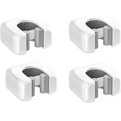 Lot de 4 supports balai blancs autocollants, rangement mural individuel pour balai, serpillière, salle de bain (1/5)