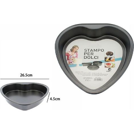 TrAdE Shop Traesio - Tortiera Forma Cuore Stampo Teglia Dolci Torte Antiaderente Cucina 26,5cm 59948 -