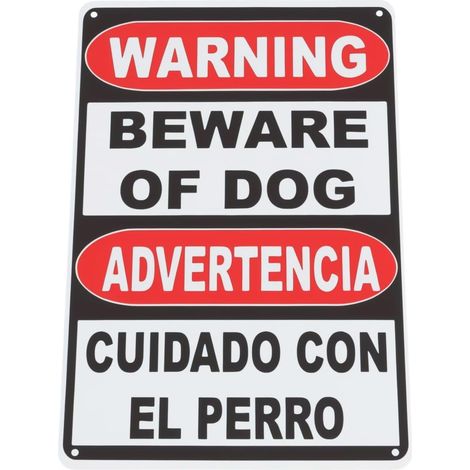 panneau d'avertissement en aluminium avec inscription « Beware of Dog » - Bilingue espagnol anglais - Panneau d'avertissement extérieur pour propriétaires d'animaux de compagnie (1/5)