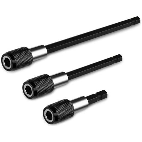BUNTHAUS 3 Stück magnetische Verlängerungsstange, Elektrobohrer-Schraubendreher-Bit, 1/4 Sechskant-Bohrer-Schnellspanner-Stecknuss-Schraubendreher-Bit-Halter, 60/100/150 mm (1/4)