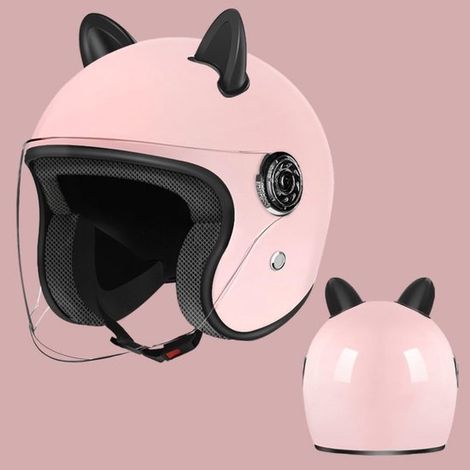 Casco aperto 3/4 per scooter elettrici e motociclette con classiche orecchie da gatto per adolescenti, casco leggero per scooter, casco da strada per ATV (1/5)