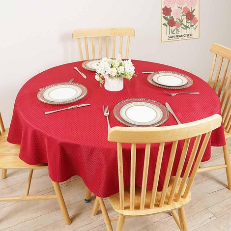 Runde Tischdecke 178 cm Rot, wasserabweisend, knitterfrei, maschinenwaschbar