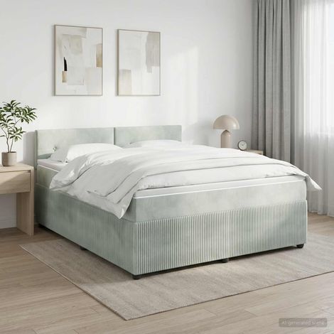 Cama box spring con colchón Gris Claro 140 x 200 cm Terciopelo (1/5)