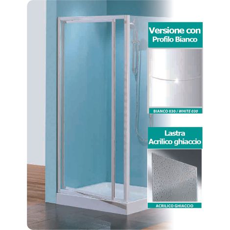 Porta doccia girevole tris g90 lastra acrilico profilo bianco