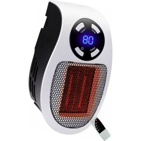 VURAHOME -Mini - chauffe - air de 500 Watts, chauffe - espace portatif économique avec thermostat et minuteur pour Bureau, chambre à coucher, Salon - (blanc - avec télécommande) (1/4)