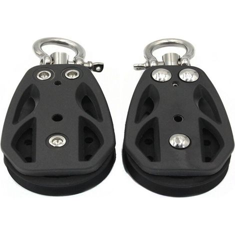 Bootsbeschläge für Kajaks, Kanus und Yachten mit Edelstahlschäkeln, schwarzem Nylon, 50 mm Nylon. (1/3)