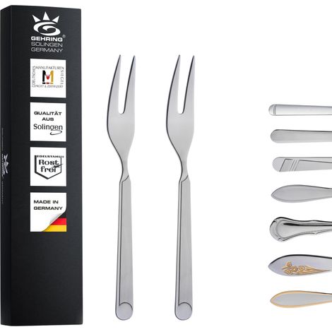 Lot de 2 fourchettes à charcuterie, fourchettes de service, couverts en acier inoxydable 18/10, fourchette de présentation, passent au lave-vaisselle, fabriquées en Allemagne (1/4)