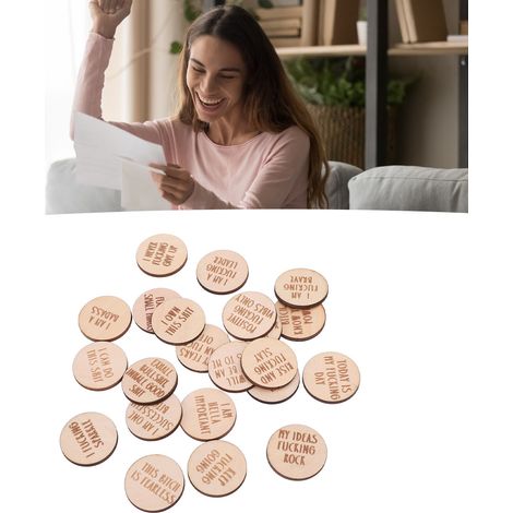 Discos motivacionales en miniatura con frases humorísticas – 22 piezas para decoración y como regalo original – Naranja (1/5)