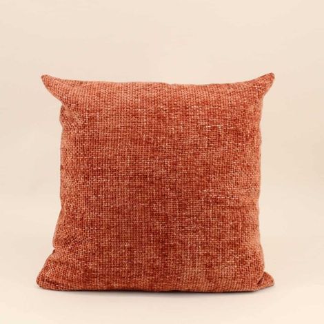 Coussin chiné en velours orange 45x45cm (1/5)