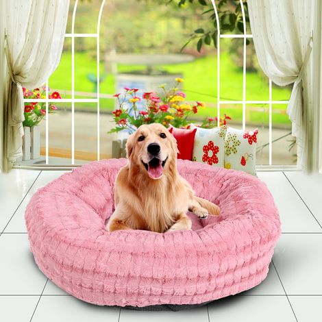 Nid douillet en peluche rose pour animaux de compagnie, idéal pour l'hiver et garder au chaud les chats, petits et moyens chiens. (1/5)