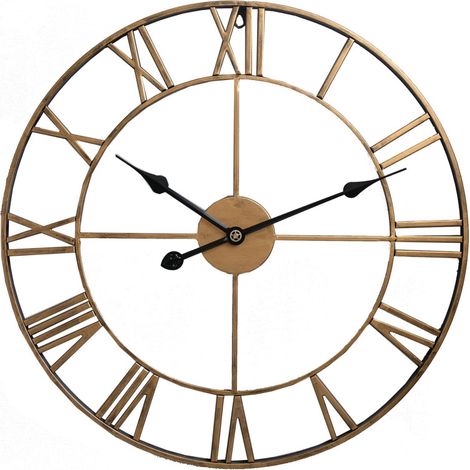 Horloge murale numérique silencieuse style bloc, aiguilles noires et dorées, fer forgé (1/5)