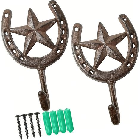 Gancho ornamental de hierro con diseño de estrella puntiaguda, perfecto