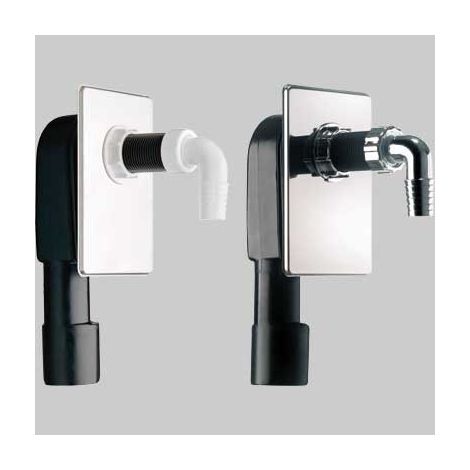 SIFONE A INCASSO PER LAVATRICE ISPEZIONABILE 1" X Ø40/50 Piastra in ABS Bianca