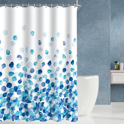 Duschvorhang Blaue Blüten 200x200cm, Antischimmel Textil, Wasserabweisend (1/5)