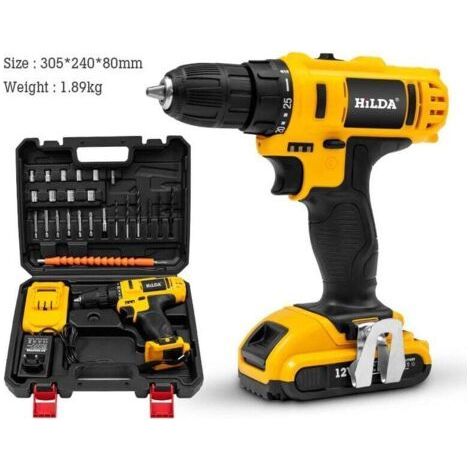 21 V battery screwdriver, 2 speeds, battery-powered drill, 24 accessories included (1/5)