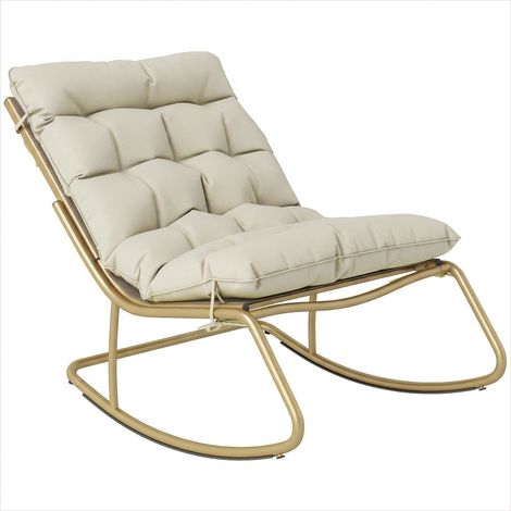 Fauteuil à bascule extérieur 125 cm en acier et textilène beige (1/5)