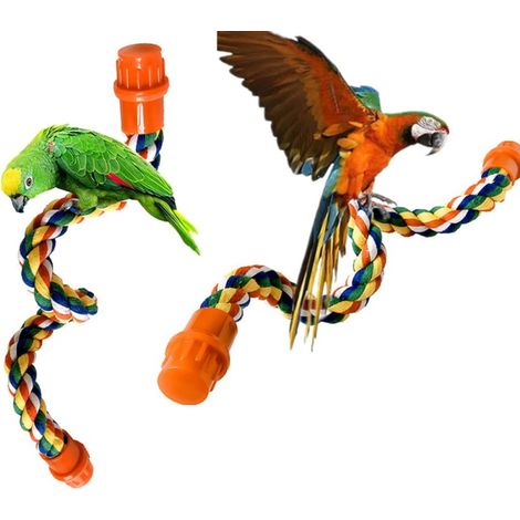 Barre en corde de coton colorée pour oiseaux de compagnie et perroquets, 2 pièces (1/5)