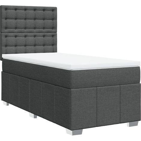 Maison Exclusive - Cama box spring con colchón tela gris oscuro 9 (1/5)
