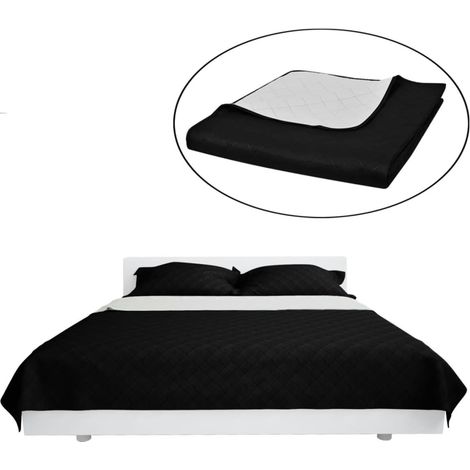 Couvre-lit à double face matelassé Noir/Blanc 230x260 cm CFW713897 (1/5)