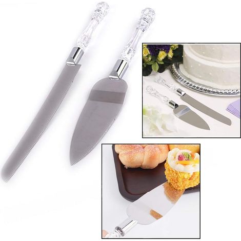 2 Piece Spatules à Patisserie Couteau à Gateau, Ensemble de Couverts à Gateau en Acier Inoxydable Couteau et Pelle de Service pour Anniversaire de Mariage, (1/5)