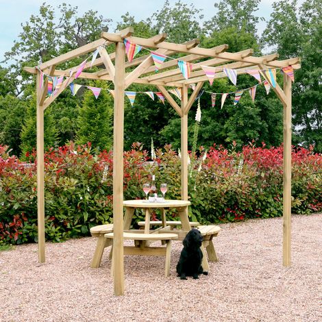 Zest Newbury Wooden Garden Arch Pergola Plant Support Trellis 2.4m (1/5)
