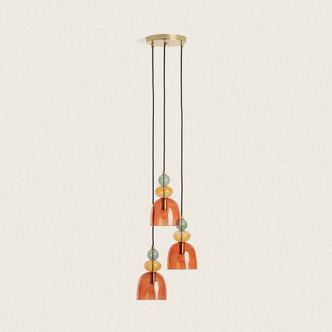 Pendelleuchte Metall und Glas Tri Baudelaire Rot