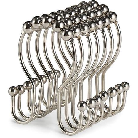 Lot de 12 anneaux de fixation pour rideau de douche - Glisse fluide argentée (1/3)