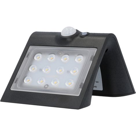 UniTec LED Solar-Wandleuchte schwarz mit Bewegungsmelder 1,5 W 220 lm LED Wandleuchte