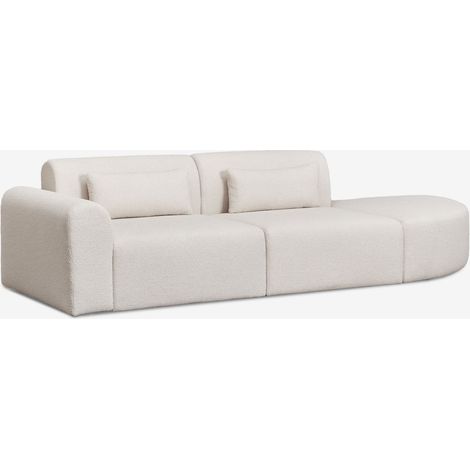 Divano componibile angolare sinistro in 2 pezzi con pouf triangolare in shearling Borjan SKLUM            