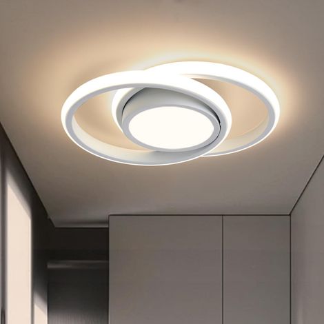 LED Deckenleuchte 30cm Weiß Deckenlampe 2-Ringe Design 24W 4000k Neutralweiß Energieeffizient Lamp für Balkon Flur Küche Schlafzimmer
