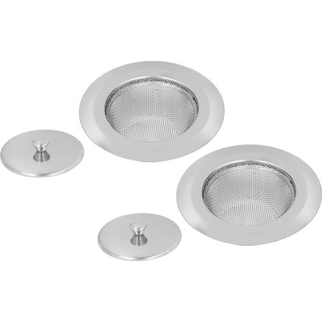 Lot de 2 crépines d'évier en acier inoxydable antirouille avec couvercles pour bonde d'évier de cuisine (1/5)