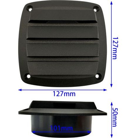 Fenêtre de ventilation noire, panneau de ventilation en nylon, ouverture de ventilation et évent d'évacuation de 127127 mm, accessoires pour yachts, bateaux et camping-cars. (1/3)