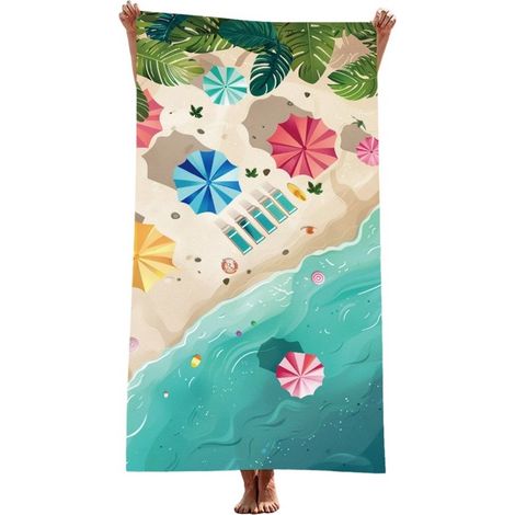 Serviette de plage en microfibre 160x80cm, séchage rapide, ultra-absorbante, résistante au sable, imprimée numériquement, douce et légère. (1/5)